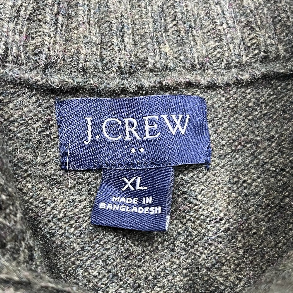 J Crew Sweater Mens XL Green Shawl Neck Wool Blend Knit Pullover - Picture 5 of 11
